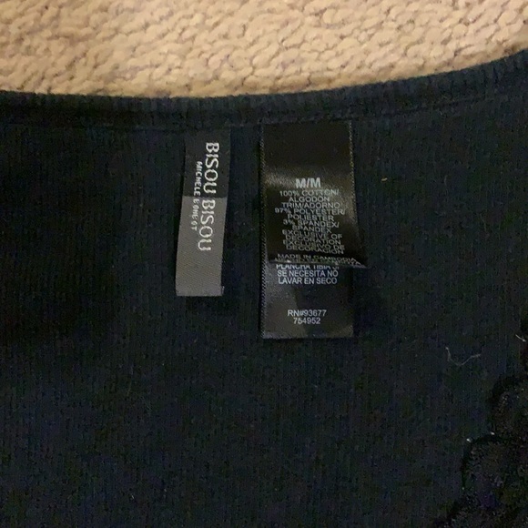 Bisou Bisou size Medium black and cream tank top - Picture 3 of 5